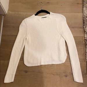 Cropped white knit sweater